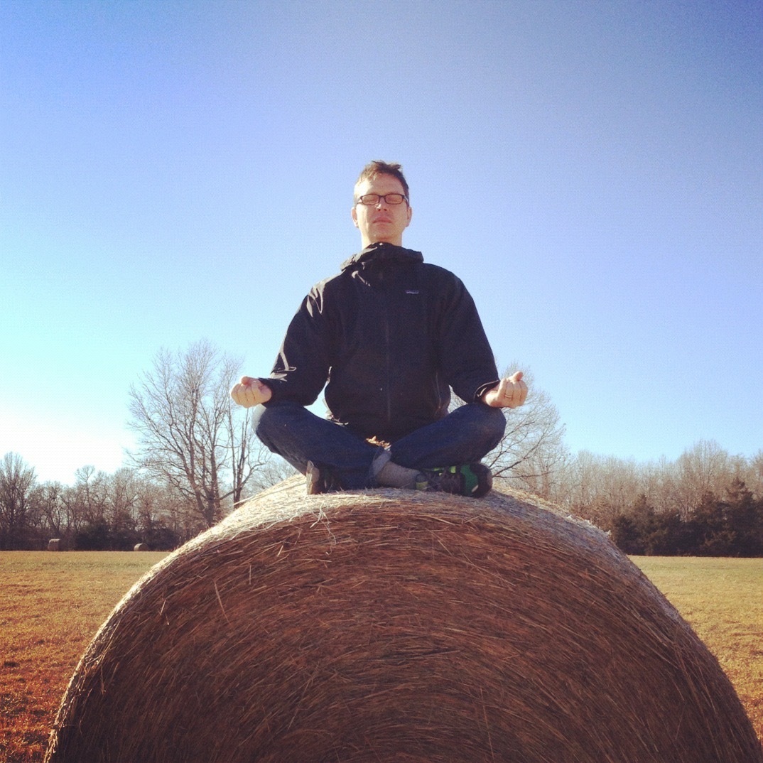 Barry on a haystack